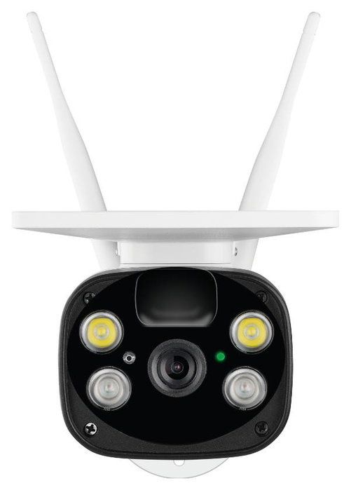 Omajin Solar OSC-01-EU Cámara de Vigilancia Exterior WiFi Blanca con Visión Nocturna, Micrófono y Altavoz, Compatible con Alexa y Google Home