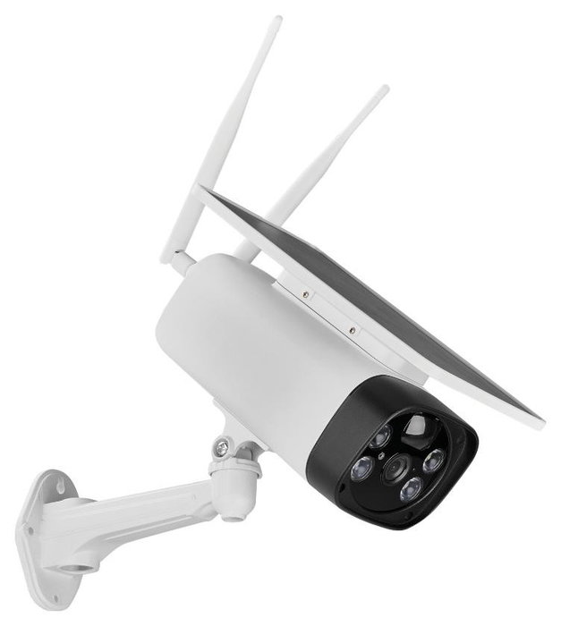 Omajin Solar OSC-01-EU Cámara de Vigilancia Exterior WiFi Blanca con Visión Nocturna, Micrófono y Altavoz, Compatible con Alexa y Google Home