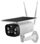 Omajin Solar OSC-01-EU Cámara de Vigilancia Exterior WiFi Blanca con Visión Nocturna, Micrófono y Altavoz, Compatible con Alexa y Google Home