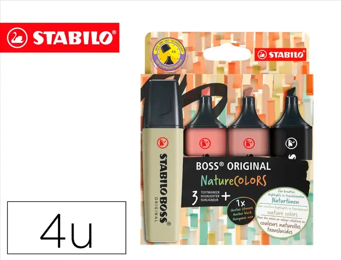 Stabilo Boss Original NatureColors Estuche de 4 Marcadores Surtidos