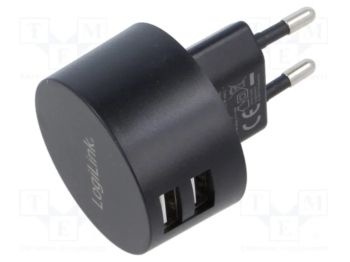 LogiLink PA0218 Adaptador de enchufe con 2 puertos USB de 10,5 W, Negro LogiLink PA0218 Adaptador de enchufe con 2 puertos USB de 10,5 W, Negro