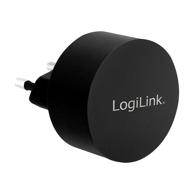 LogiLink PA0218 Adaptador de Enchufe USB 2 Puertos, Carga Rápida 10.5W 5V/2.1A, Negro, 100-240V, Interior