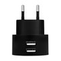 LogiLink PA0218 Adaptador de Enchufe USB 2 Puertos, Carga Rápida 10.5W 5V/2.1A, Negro, 100-240V, Interior