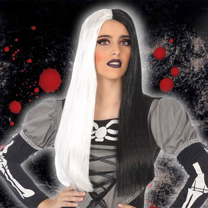 Atosa Peluca Vampiresa Blanco y Negro Larga Lisa Morena Atosa Peluca Vampiresa Blanco y Negro Larga Lisa Morena