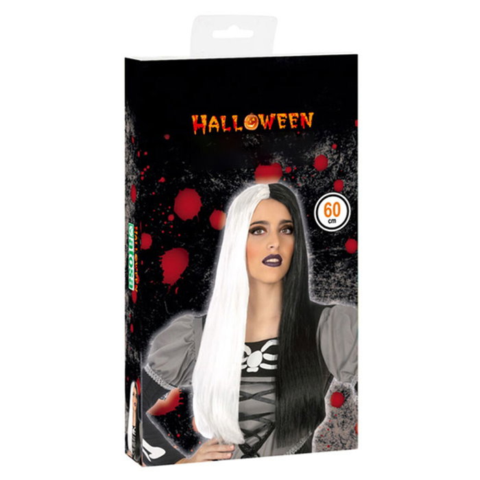 Atosa Peluca Vampiresa Blanco y Negro Larga Lisa Morena Atosa Peluca Vampiresa Blanco y Negro Larga Lisa Morena