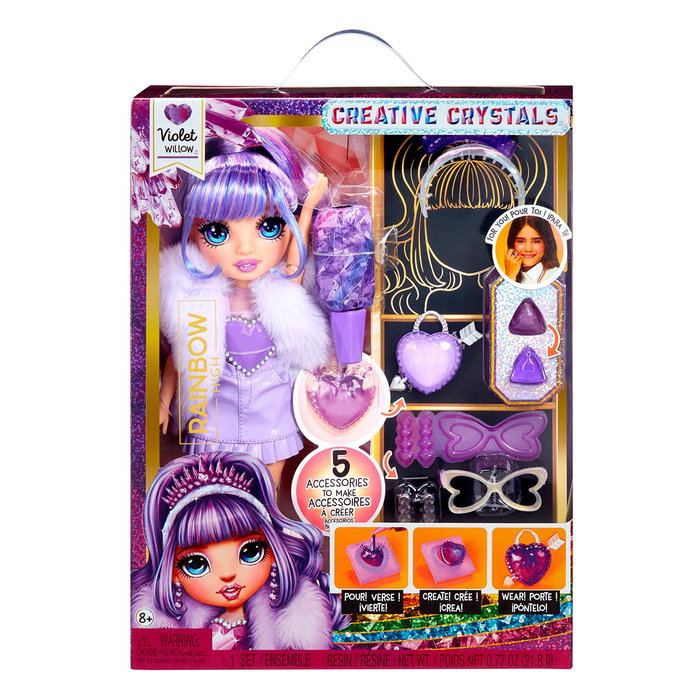 Mga Muñeca Rainbow High Creative Crystals Violet 121404 Mga con Accesorios de Cristal DIY