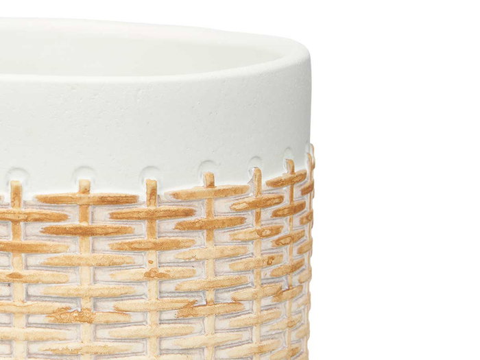 Ibergarden Maceta Cemento Efecto Ratán 14 cm Blanco (Set de 12)