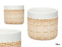 Ibergarden Maceta Cemento Efecto Ratán 14 cm Blanco (Set de 12)