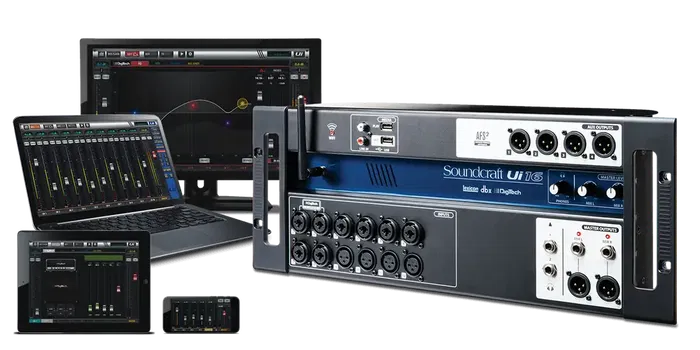 SOUNDCRAFT Ui 16 Mezclador Digital Profesional Controlado por Tableta/PC/Smartphone con Wi-Fi Integrado y Procesamiento HARMAN