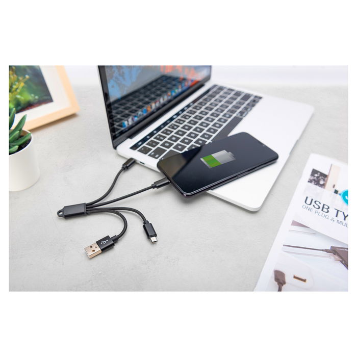 DIGITUS Cable de Carga 3 en 1 USB A Lightning, Micro USB y USB-C