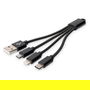DIGITUS Cable de Carga 3 en 1 USB A Lightning, Micro USB y USB-C