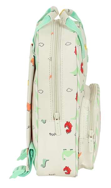 Mochila Escolar Safta Dinos 20 x 28 x 8 cm Crema