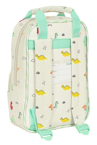 Mochila Escolar Safta Dinos 20 x 28 x 8 cm Crema