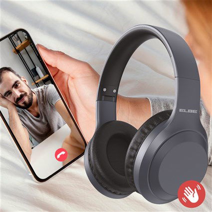 Elbe Auricular Diadema Bluetooth ANC ABT-A10-G Gris con Micrófono Incorporado y Conexión Auxiliar