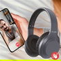 Elbe Auricular Diadema Bluetooth ANC ABT-A10-G Gris con Micrófono Incorporado y Conexión Auxiliar