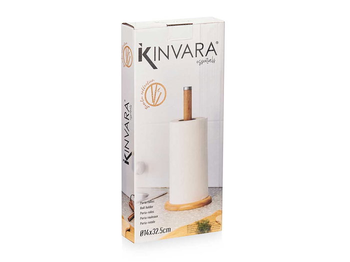 Kinvara Portarrollo Acero Bambú Marrón 32.5x2.5x16.5 cm (Set de 12)