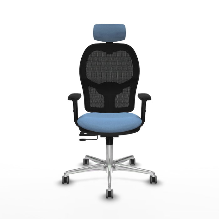 PIQUERAS Y CRESPO Silla de oficina Jorquera con mecanismo Sincro/Traslack, Azul cielo y Negro