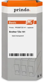 Prindo Cinta mecanográfica Negro sobre transparente PRSBBTZE141 Basic