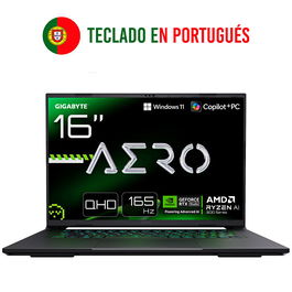 GIGABYTE AERO X16 2WHA3PTC65AH Portátil Copilot+ PC AMD Ryzen AI 9 HX 370 16" WQXGA 32GB DDR5 2TB SSD NVIDIA GeForce RTX 5070 Gris