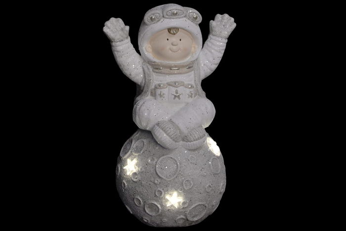 DKD Home Decor Figura Navidad Luna LED Fibra de Vidrio 26 x 50 x 30 cm