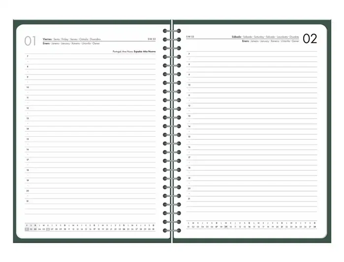Liderpapel Agenda de oficina 2027 día por página A5 verde, espiral basic