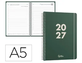 Liderpapel Agenda de oficina 2027 día por página A5 verde, espiral basic