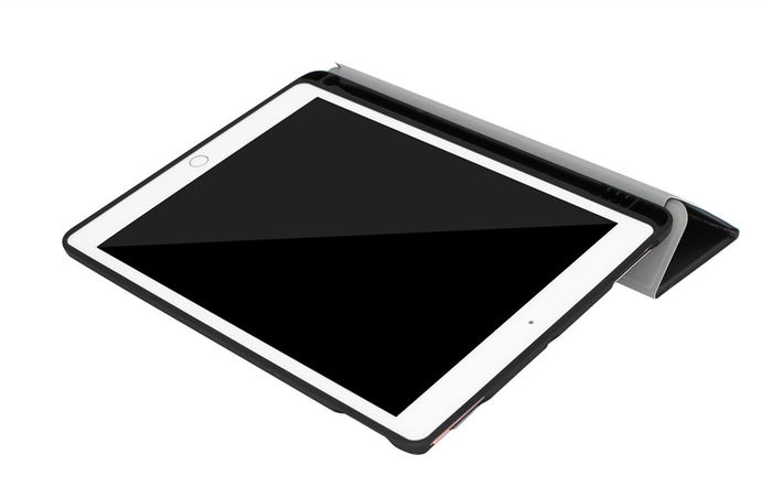 Elbe Funda FU-003 para iPad 10.2" 2020 Gris Espacial TPU y PU con Compartimento Apple Pencil