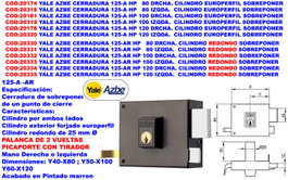 Yale AZBE 125 A HP 100 Cerradura de Sobreponer Derecha con Pala y Resbalón
