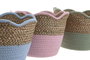 DKD Home Decor Cesta Seagrass Algodón 26x26x20 Surtido de 6 piezas