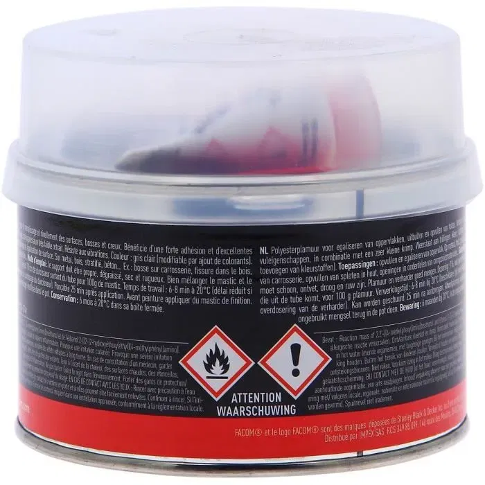 Facom Masilla de poliéster estándar - Relleno nivelador - 500 g