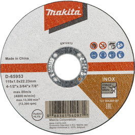 Makita Disco de Corte Delgado 115 x 1.2 mm INOX