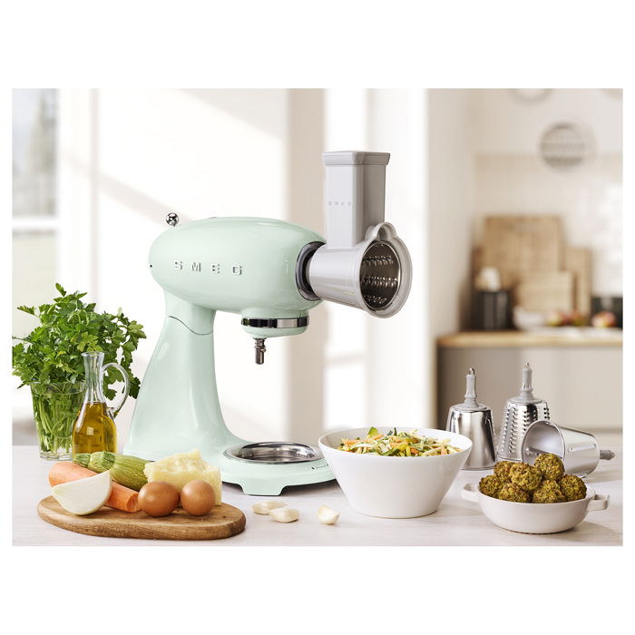 Smeg SMF03PGEU Robot de cocina 50's Style pastel verde, 800W, 4.8L, accionamiento directo, 10 velocidades, velocidad variable, base antideslizante, tazón acero inoxidable, 1m cable