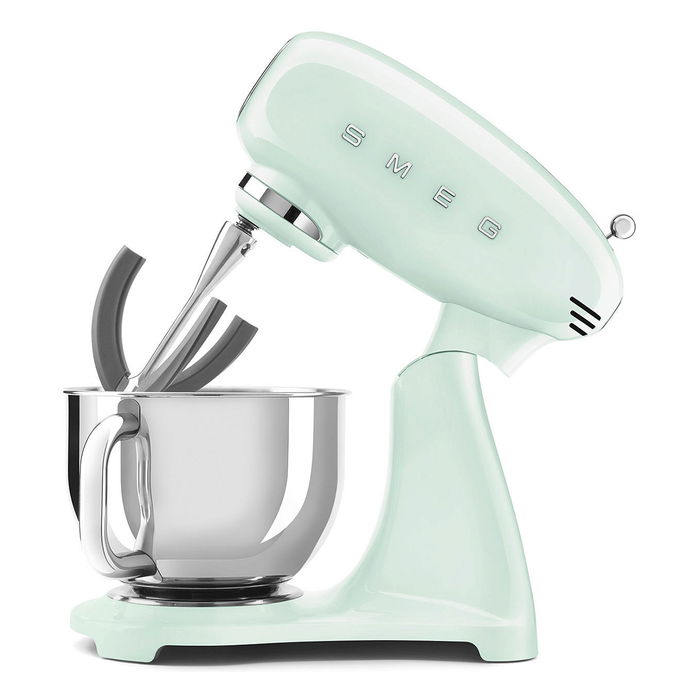 Smeg SMF03PGEU Robot de cocina 50's Style pastel verde, 800W, 4.8L, accionamiento directo, 10 velocidades, velocidad variable, base antideslizante, tazón acero inoxidable, 1m cable