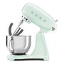 Smeg SMF03PGEU Robot de cocina 50's Style pastel verde, 800W, 4.8L, accionamiento directo, 10 velocidades, velocidad variable, base antideslizante, tazón acero inoxidable, 1m cable
