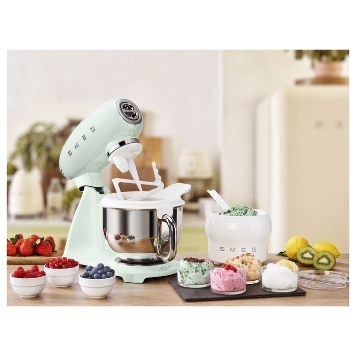 Smeg SMF03PGEU Robot de cocina 50's Style pastel verde, 800W, 4.8L, accionamiento directo, 10 velocidades, velocidad variable, base antideslizante, tazón acero inoxidable, 1m cable
