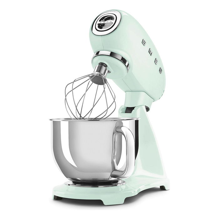 Smeg SMF03PGEU Robot de cocina 50's Style pastel verde, 800W, 4.8L, accionamiento directo, 10 velocidades, velocidad variable, base antideslizante, tazón acero inoxidable, 1m cable