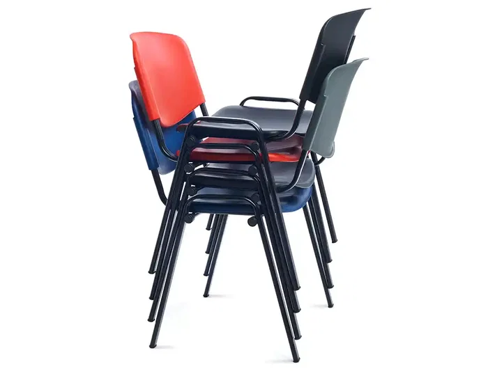 Silla Rocada Confidente Estructura Metálica Respaldo y Asiento Polimero Rojo