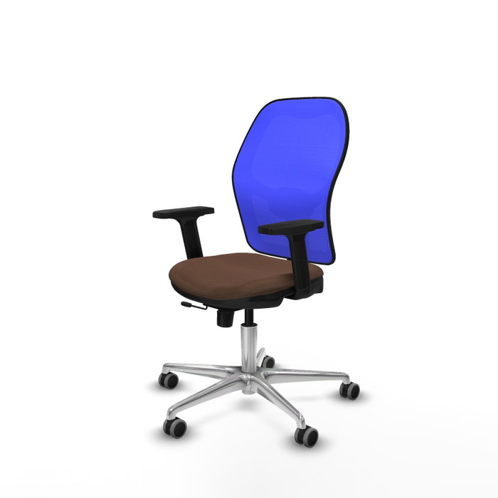 PIQUERAS Y CRESPO Silla de oficina Jorquera con mecanismo Sincro/Traslack, Marrón y Azul PIQUERAS Y CRESPO Silla de oficina Jorquera con mecanismo Sincro/Traslack, Marrón y Azul