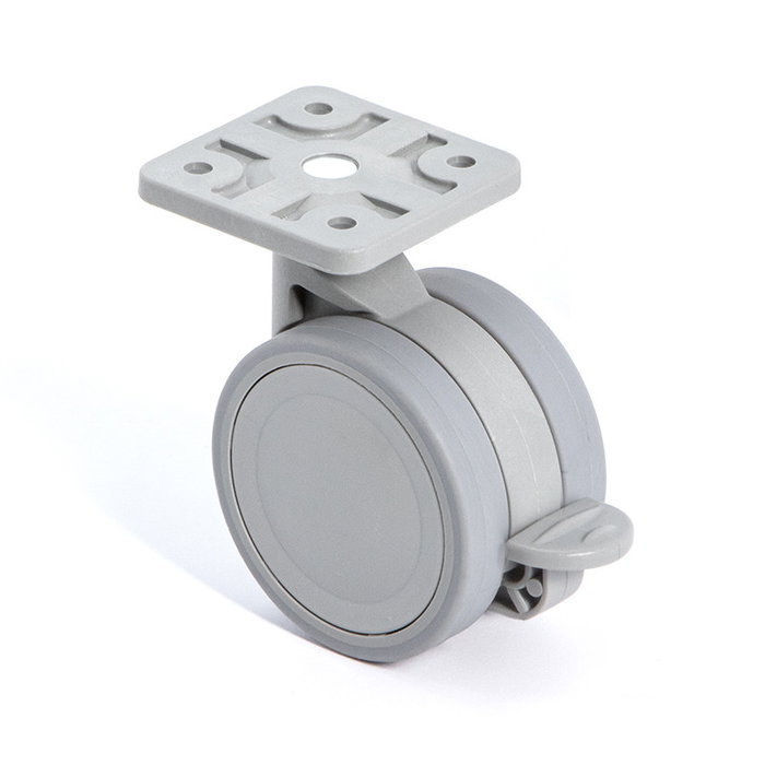 STAMPMATIC Rueda Giratoria Vega Con Aro De Goma Ø60 Con Placa Acabado Gris Freno Stampmatic STAMPMATIC Rueda Giratoria Vega Con Aro De Goma Ø60 Con Placa Acabado Gris Freno Stampmatic