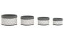 DKD Home Decor Cesta Tradicional Gris Blanco 30x17x30 cm Bambu Poliester Algodon MDF Estrellas Set 4 Piezas