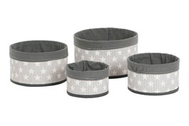 DKD Home Decor Set de 4 Cestos de Almacenaje de Bambú y Poliéster con Estrellas