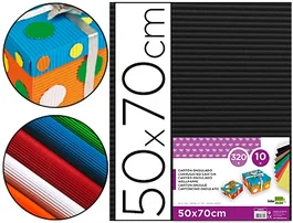 Liderpapel - Cartón Ondulado Negro 320 g/m², Hoja 50 x 70 cm, para Manualidades y Encuadernación