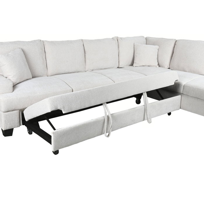 DKD Home Decor Sofá Cama de Poliéster Beige 285x260x90