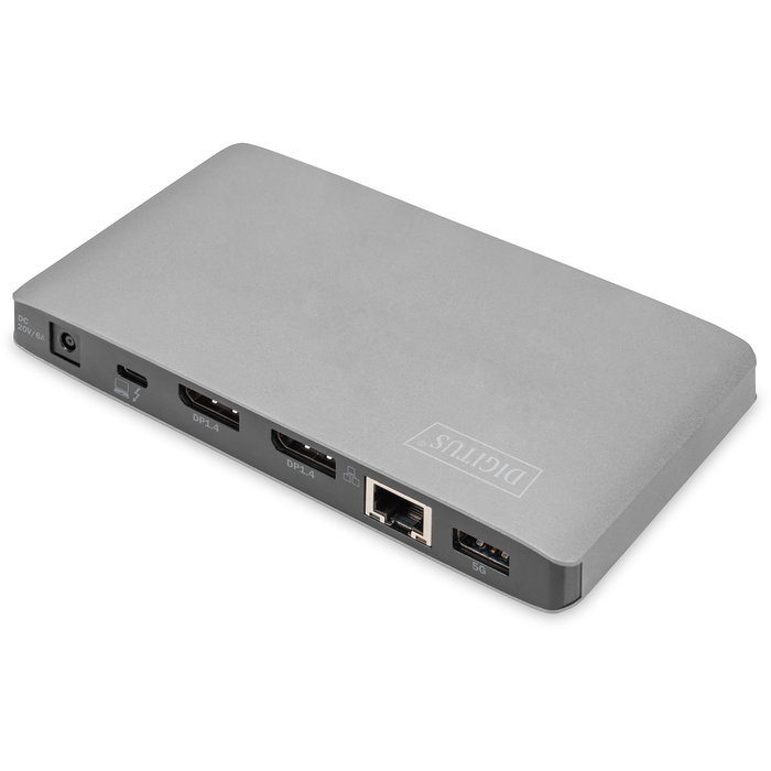 Digitus Estación de Acoplamiento Thunderbolt 3 8K USB Type-C 60W, 2 DisplayPort, Lector de Tarjetas, Ethernet Gigabit