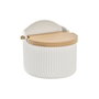 DKD Home Decor Salero Basicos Blanco Natural Porcelana Bambu 10 x 11 x 12 cm