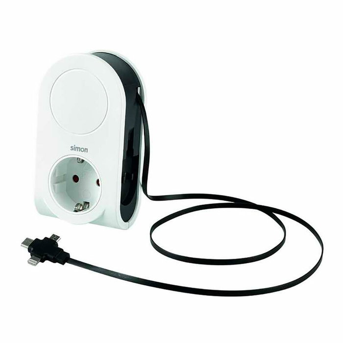Simon Adaptador con 3 conectores USB, 1 USB-A y 1 toma Schuko blanco