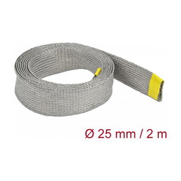 DeLOCK Funda trenzada para protección EMC de 2 m x 25 mm, Gris