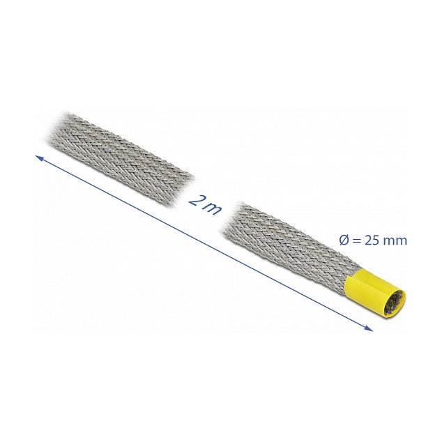 DeLOCK Funda trenzada para protección EMC de 2 m x 25 mm, Gris