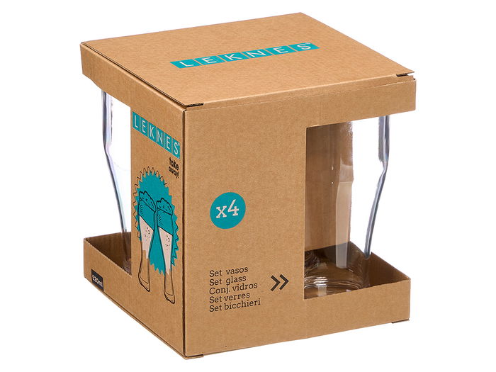 Leknes Set 4 Vasos Cerveza 520 ml Acrílico Transparente 17.5 x 18 x 17.5 cm (Set de 12)