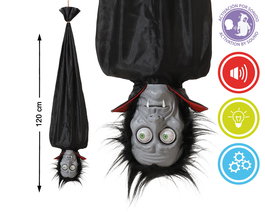 Vampiro Decoración Halloween 120 cm con Movimiento, Sonido y Luz LED Roja para Asustar y Terror, Figura Escalofriante para Pasillos y Fiestas de Terror